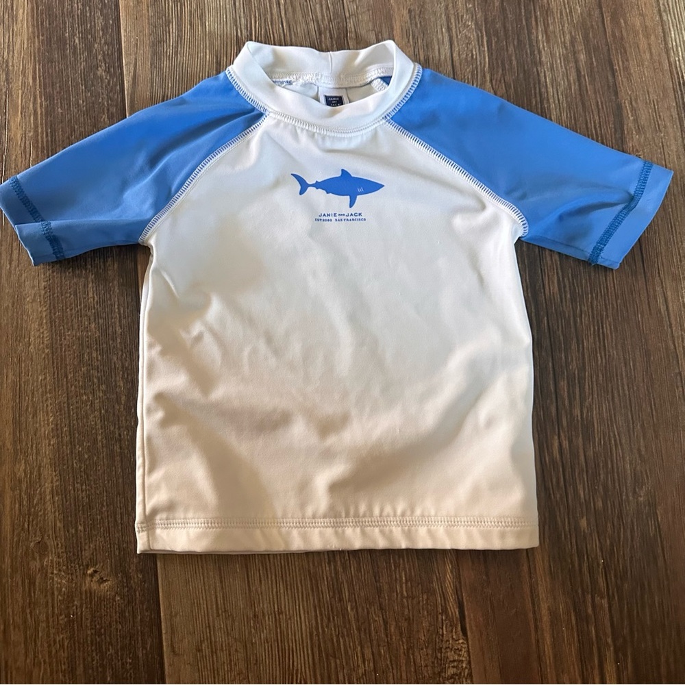 Janie and Jack rash guard swim shirt baby boy 6-12 mo shark swimsuit